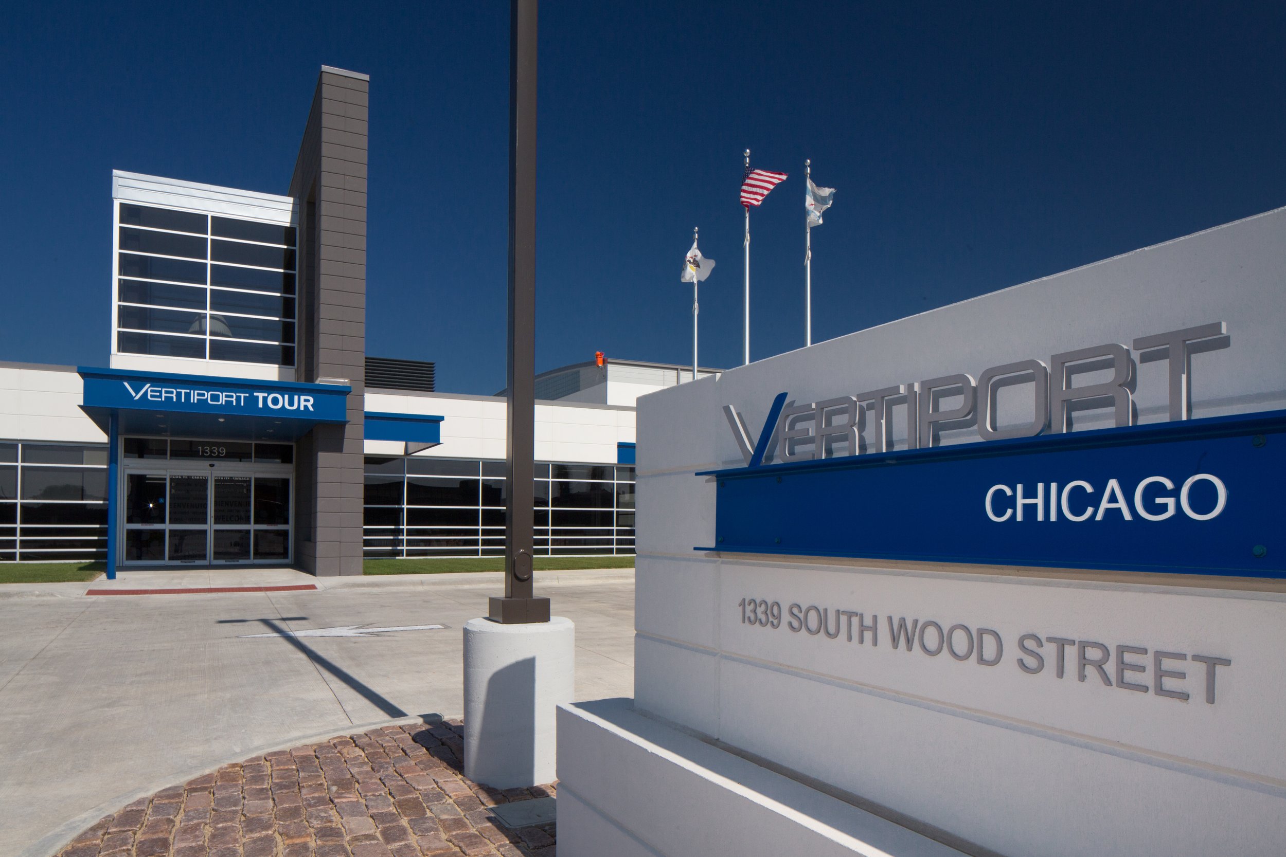 Vertiport Chicago entrance signage
